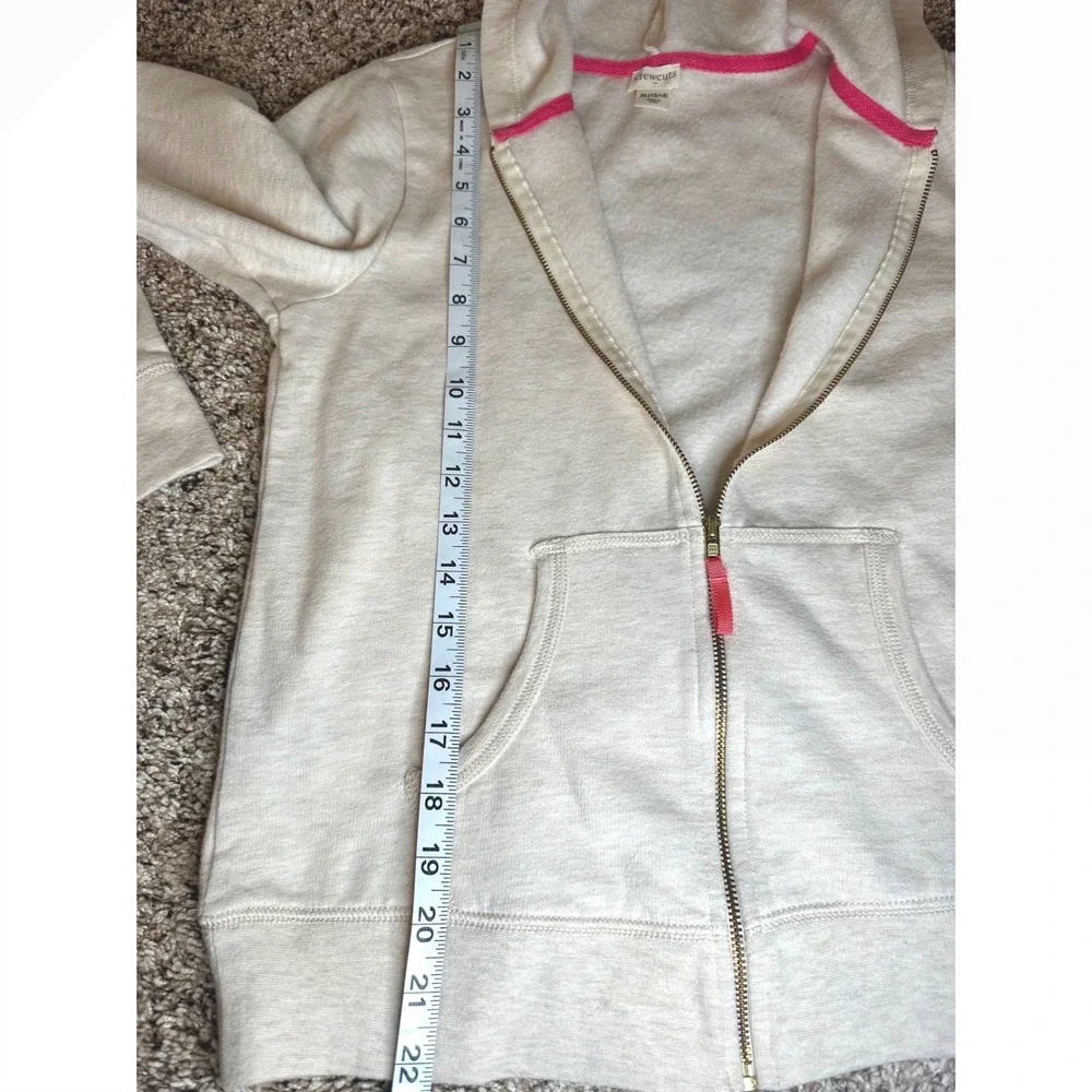 Crewcuts‎ J Crew Girls XL 12-14 Oatmeal Heather Fleece Zip Up Hoodie Pink Trim